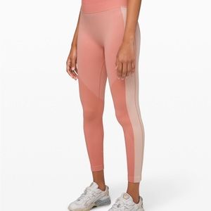 Lululemon Ebb to Train Leggings -two tone coral/clay perfect 4 spring